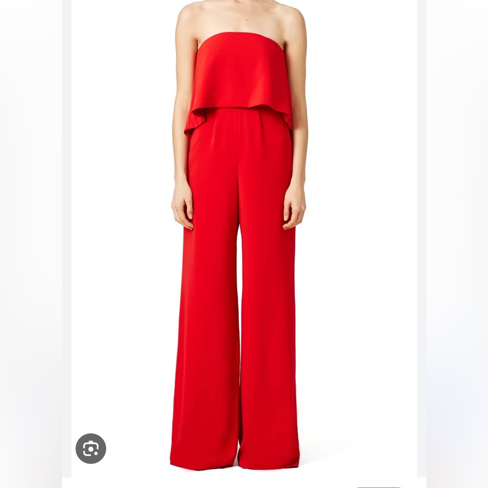 Jay Godfrey Red Strapless Wide Leg Jumpsuit - Size 8